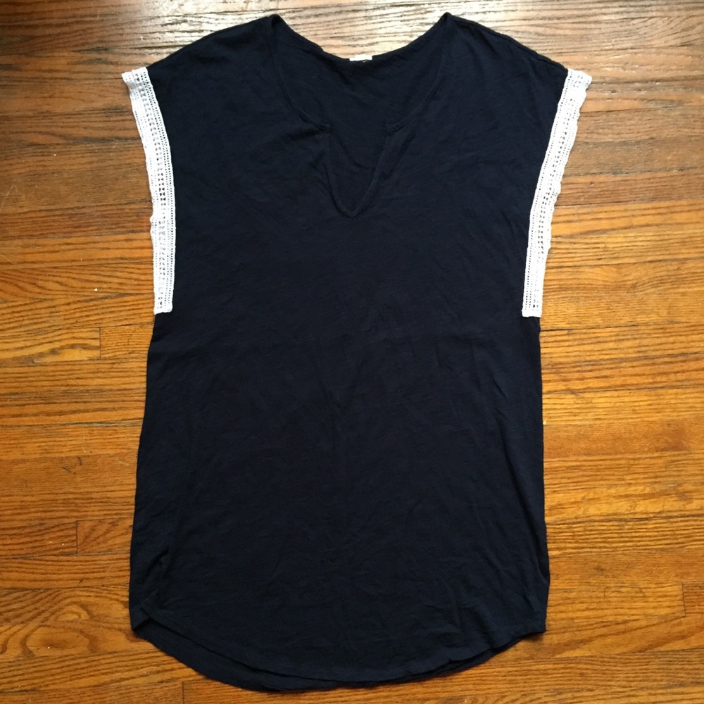 J.Crew Factory size XS Navy Tunic with Lace Trim